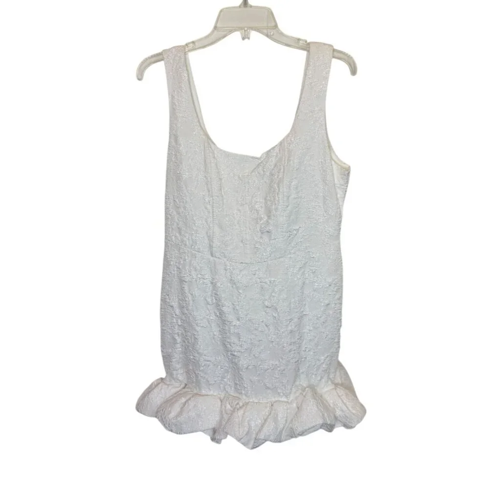 Lulu's Extravagant Poise White Textured Jacquard Bubble-Hem Mini Dress - Size XL - Picture 2 of 7